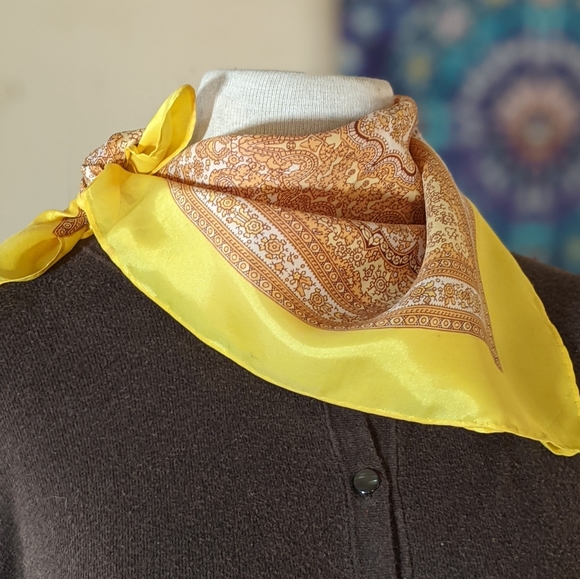 Bright Yellow Square Scarf #hundredsofscarves - Picture 3 of 3